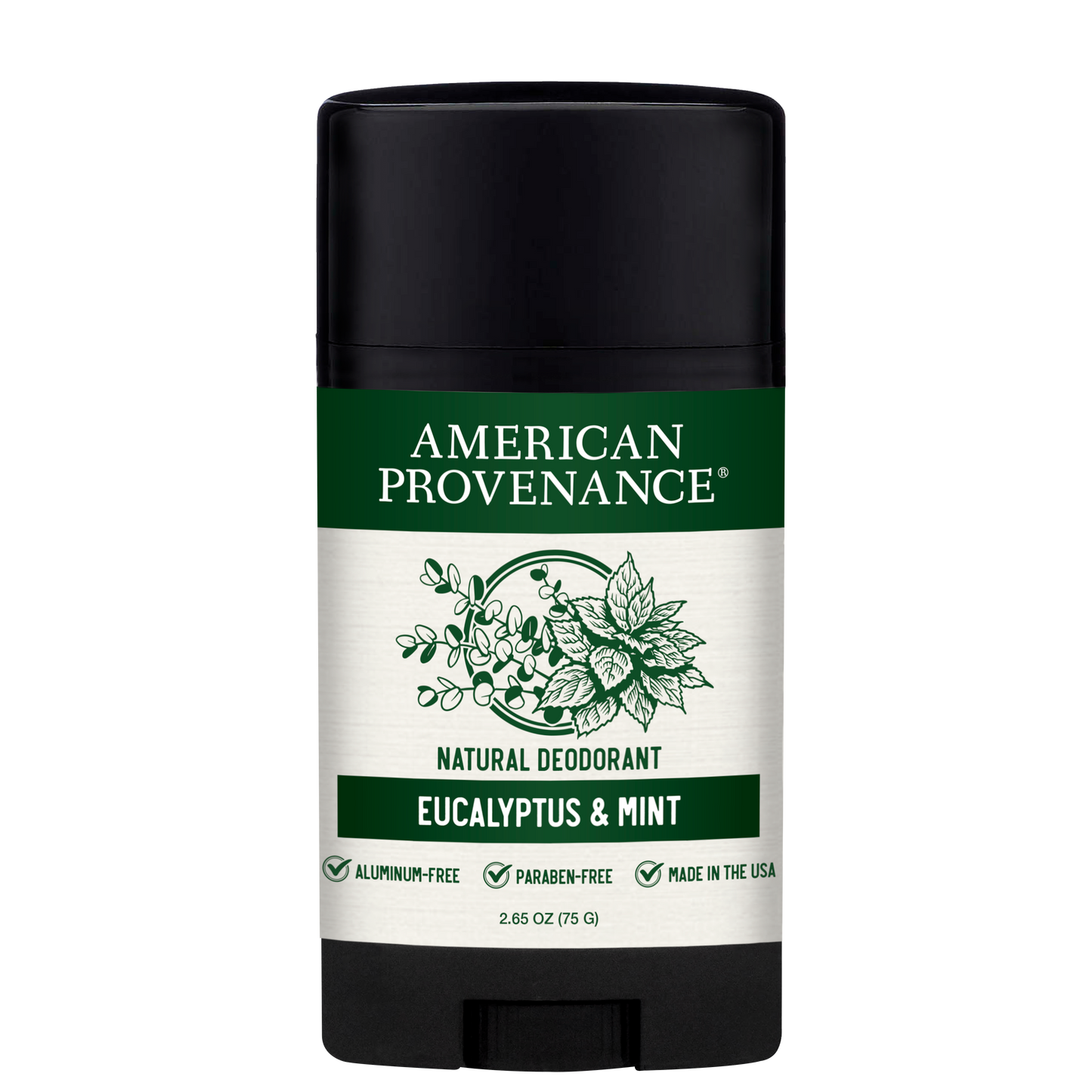 American Provenance Aluminum Free Natural Deodorant For Women and Men | Eucalyptus & Mint | 24 Hour Odor Protection Cruelty Free - Made in the USA (1 pack)