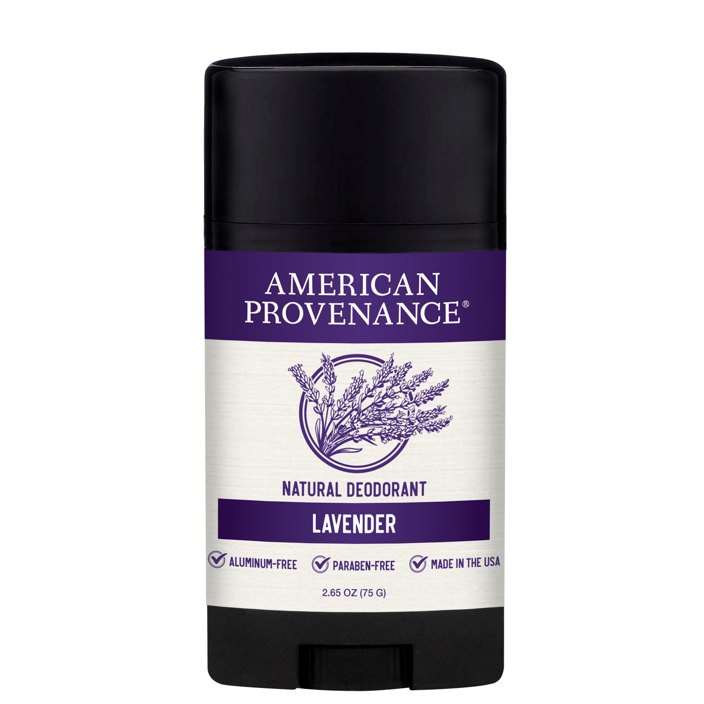 American Provenance Aluminum Free Natural Deodorant For Women and Men | Lavender | 24 Hour Odor Protection Cruelty Free - Made in the USA (1 pack)