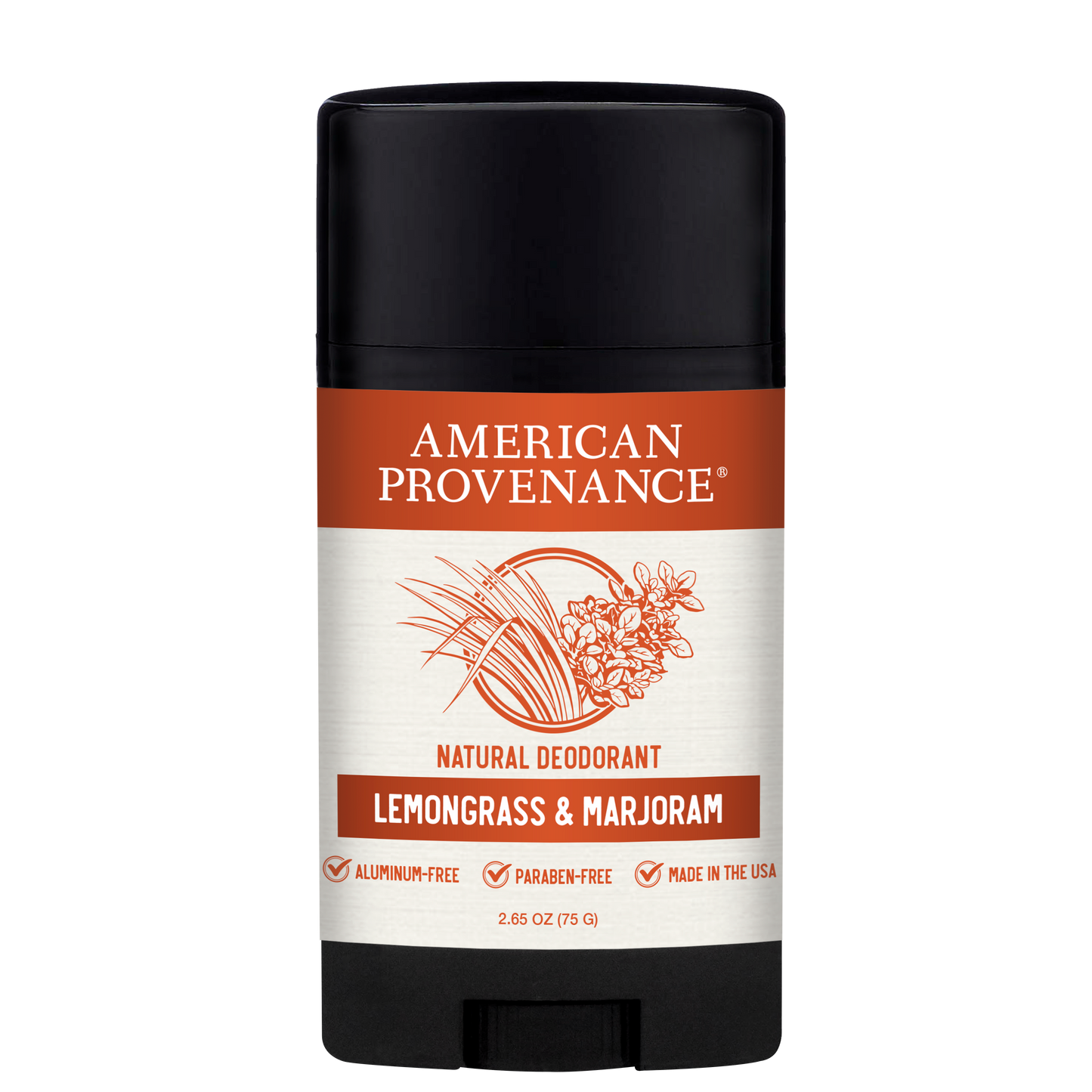 American Provenance Aluminum Free Natural Deodorant For Women and Men | Lemongrass & Marjoram | 24 Hour Odor Protection Cruelty Free - Made in the USA (1 pack)