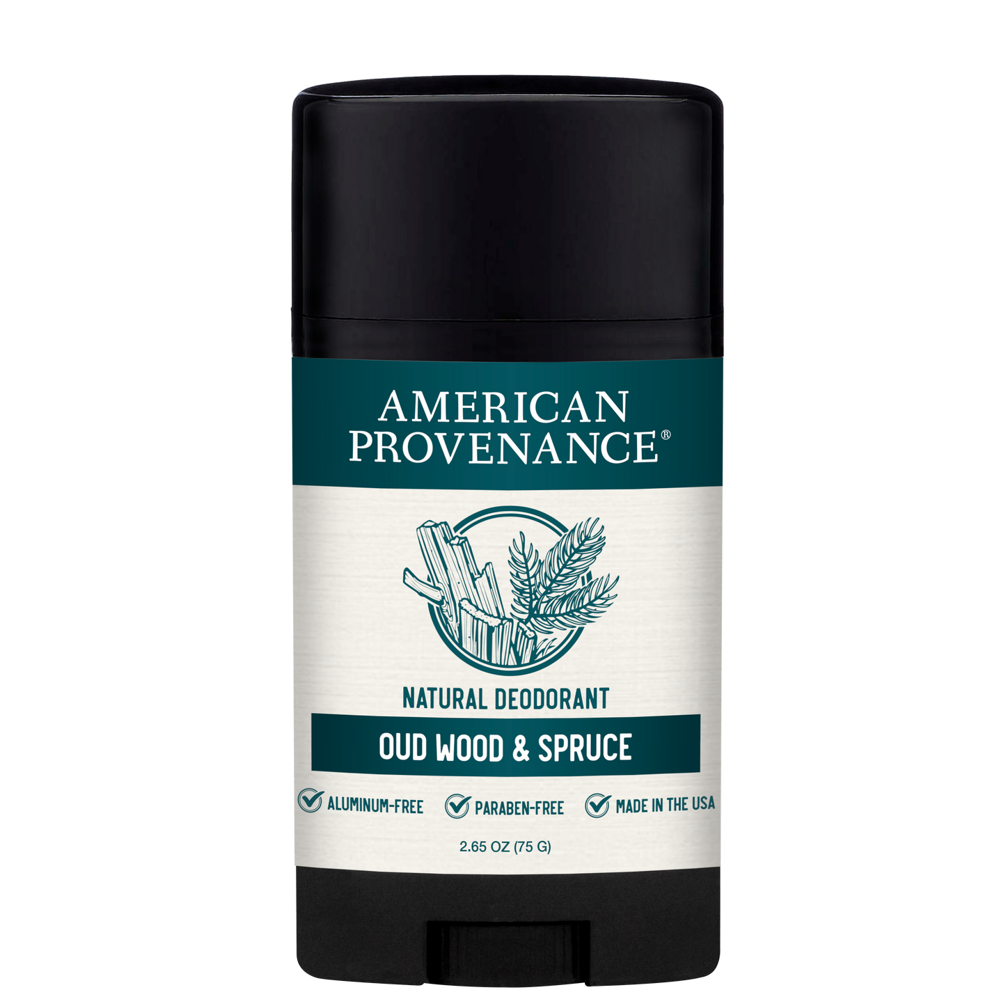 American Provenance Aluminum Free Natural Deodorant For Women and Men | Oud Wood & Spruce | 24 Hour Odor Protection Cruelty Free - Made in the USA (1 pack)