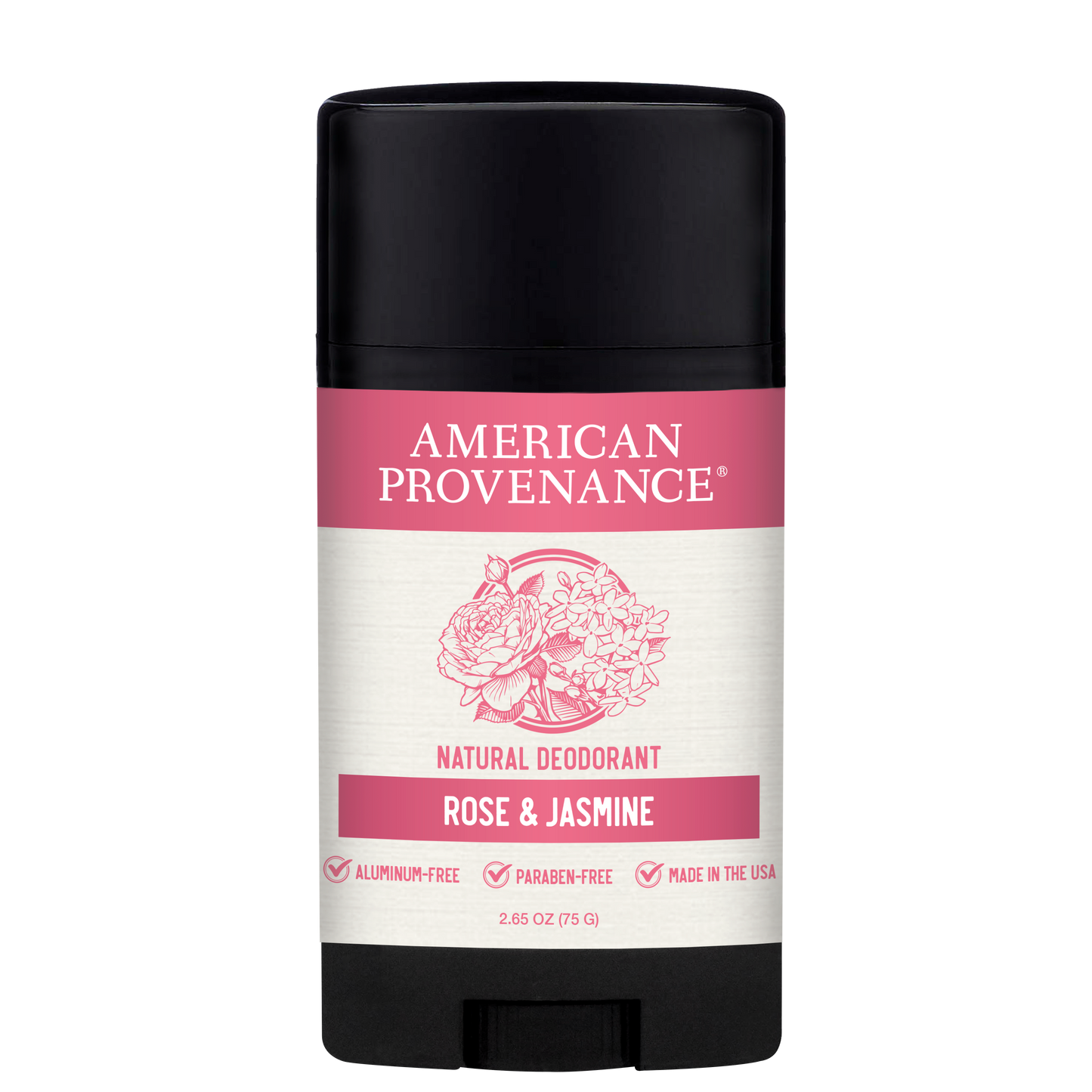 American Provenance Aluminum Free Natural Deodorant For Women and Men | Rose & Jasmine | 24 Hour Odor Protection Cruelty Free - Made in the USA (1 pack)