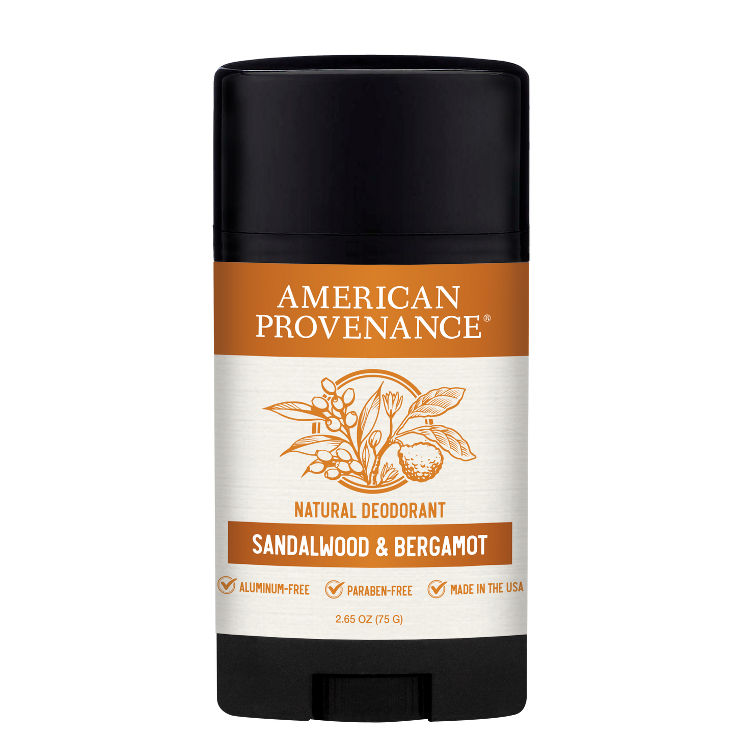 American Provenance Aluminum Free Natural Deodorant For Women and Men | Sandalwood & Bergamot | 24 Hour Odor Protection Cruelty Free - Made in the USA (1 pack)