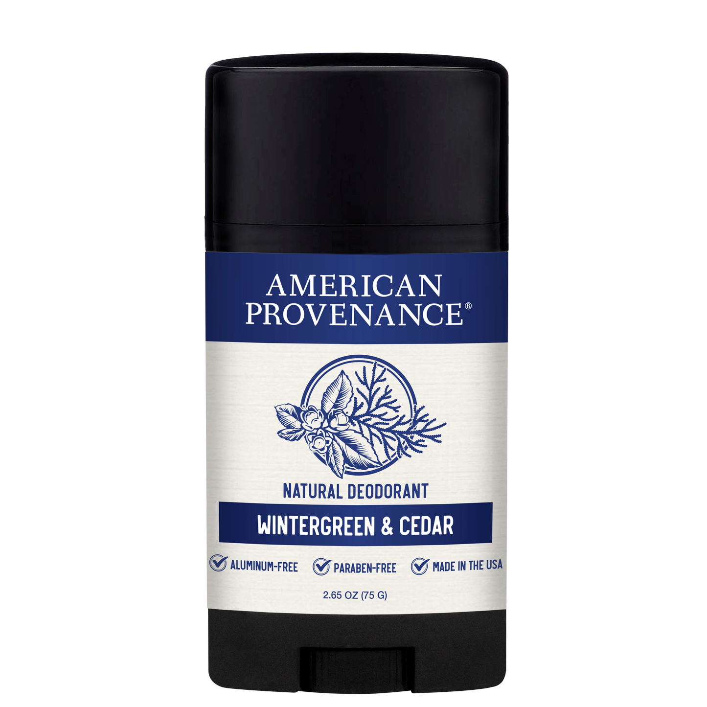 American Provenance Aluminum Free Natural Deodorant For Women and Men | Wintergreen & Cedar | 24 Hour Odor Protection Cruelty Free - Made in the USA (1 pack)