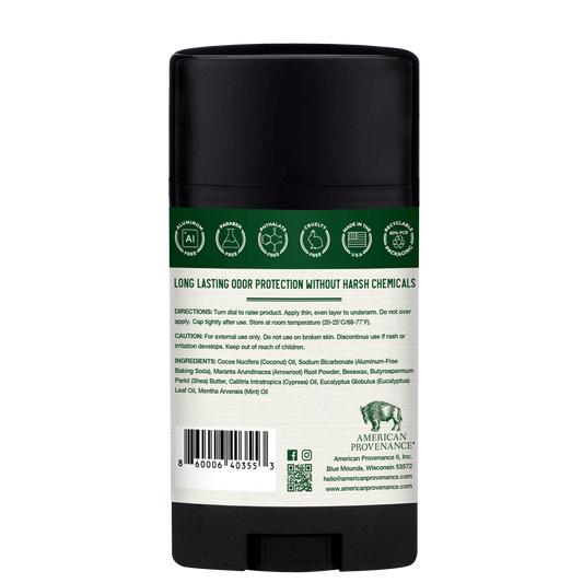 American Provenance Aluminum Free Natural Deodorant For Women and Men | Eucalyptus & Mint | 24 Hour Odor Protection Cruelty Free - Made in the USA (1 pack)
