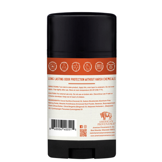 American Provenance Aluminum Free Natural Deodorant For Women and Men | Lemongrass & Marjoram | 24 Hour Odor Protection Cruelty Free - Made in the USA (1 pack)