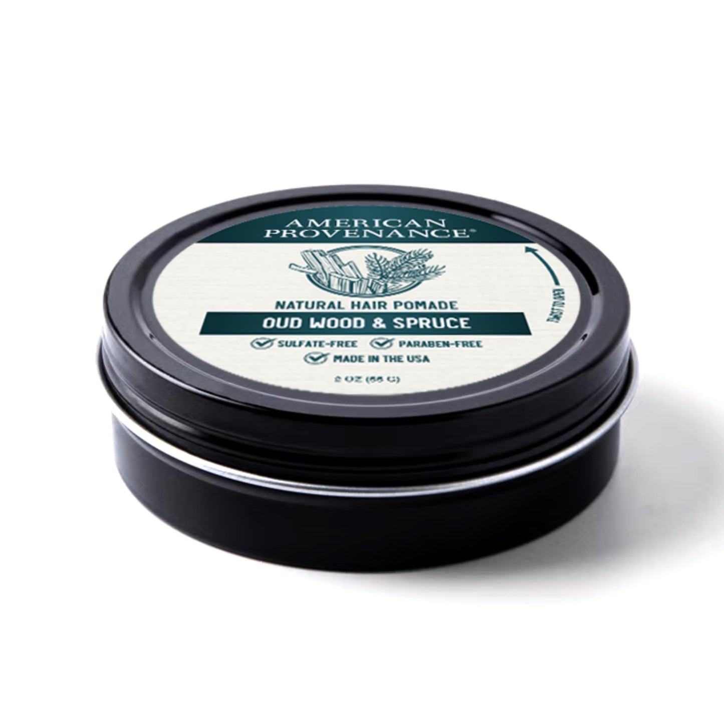 American Provenance Premium Natural Hair Pomade for Women and Men with Shea Butter, Jojoba Oil, Argan Oil - Grooming Balm that Conditions and Styles Hair | Oud Wood & Spruce | 2 oz (Pack of 1)