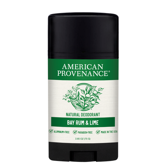 American Provenance Aluminum Free Natural Deodorant For Women and Men | Bay Rum & Lime |24 Hour Odor Protection Cruelty Free - Made in the USA (1 pack)