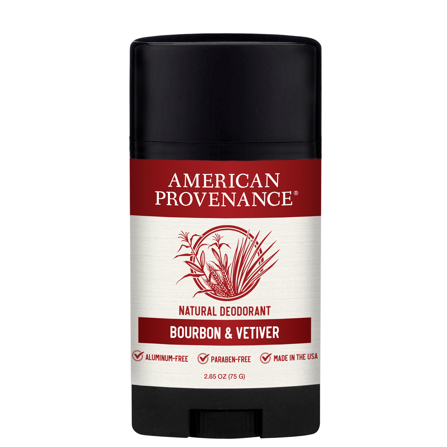 American Provenance Aluminum Free Natural Deodorant For Women and Men| Bourbon & Vetiver | 24 Hour Odor Protection Cruelty Free - Made in the USA (1 pack)