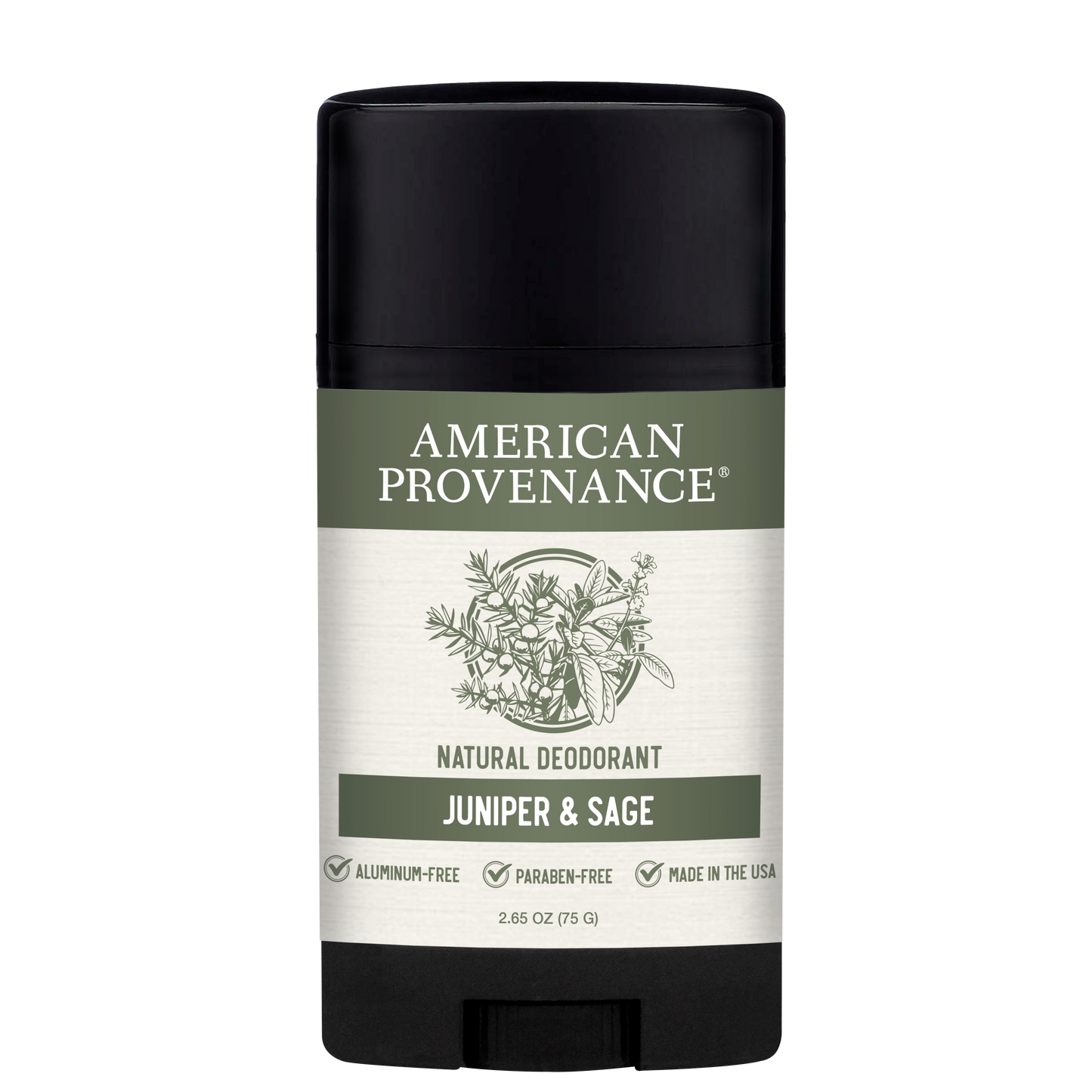 American Provenance Aluminum Free Natural Deodorant For Women and Men | Juniper & Sage | 24 Hour Odor Protection Cruelty Free - Made in the USA (1 pack)