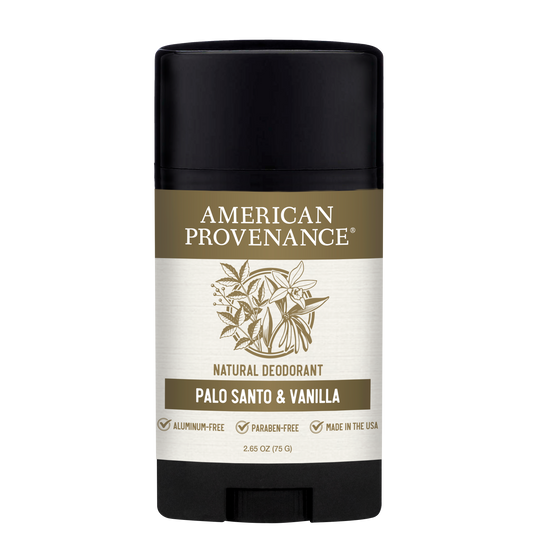 American Provenance Aluminum Free Natural Deodorant For Women and Men | Palo Santo & Vanilla | 24 Hour Odor Protection Cruelty Free - Made in the USA (1 pack)
