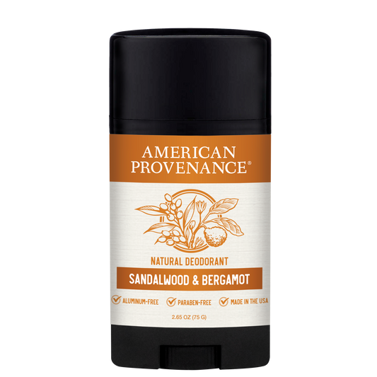 American Provenance Aluminum Free Natural Deodorant For Women and Men | Sandalwood & Bergamot | 24 Hour Odor Protection Cruelty Free - Made in the USA (1 pack)