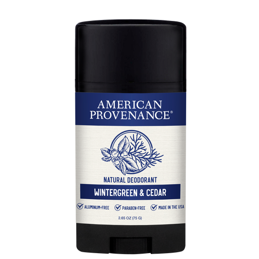 American Provenance Aluminum Free Natural Deodorant For Women and Men | Wintergreen & Cedar | 24 Hour Odor Protection Cruelty Free - Made in the USA (1 pack)