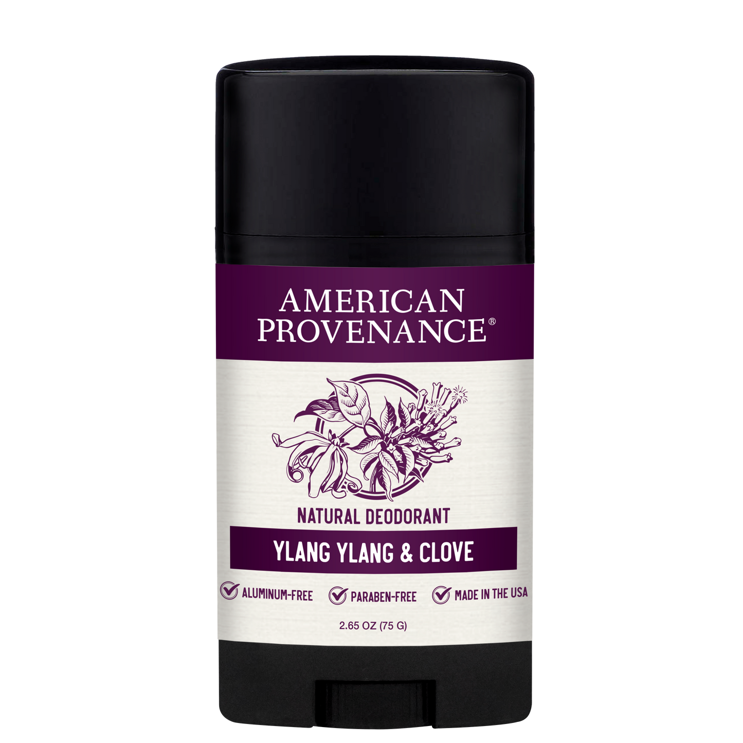 American Provenance Aluminum Free Natural Deodorant For Women and Men | Ylang Ylang & Clove | 24 Hour Odor Protection Cruelty Free - Made in the USA (1 pack)